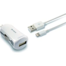 Ksix Auto USB Lādētājs + SVF Apgaismojuma Kabelis KSIX 2.4 A Balts