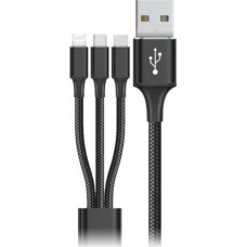 Goms Uzlabots Sienas USB-C un Lightning Goms Melns 1, 2 m