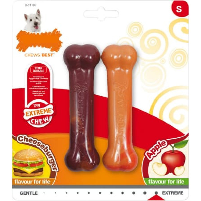 Nylabone Košļājamā rotaļlieta suņiem Nylabone Extreme Chew Twin Ābols Siers Hamburgers S Izmērs Neilons (2 pcs)