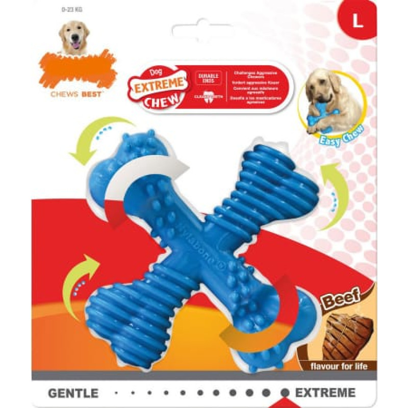 Nylabone Прорезыватель для зубов для собак Nylabone Dura Chew кросс Размер L Нейлон Телятина