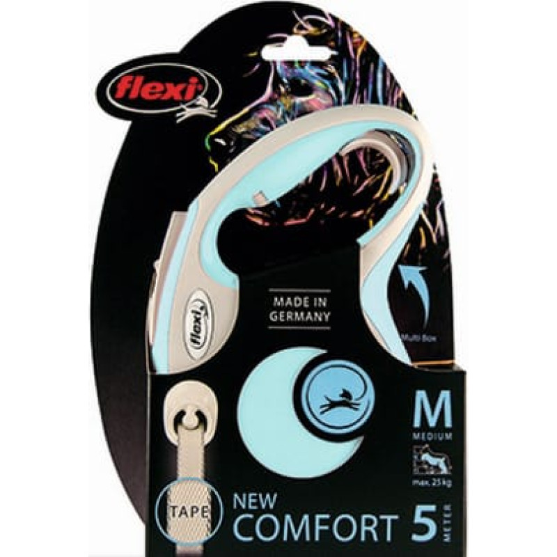 Flexi Suņa pavadas Flexi New Comfort M Izmērs Gaiši Zils (5 m)