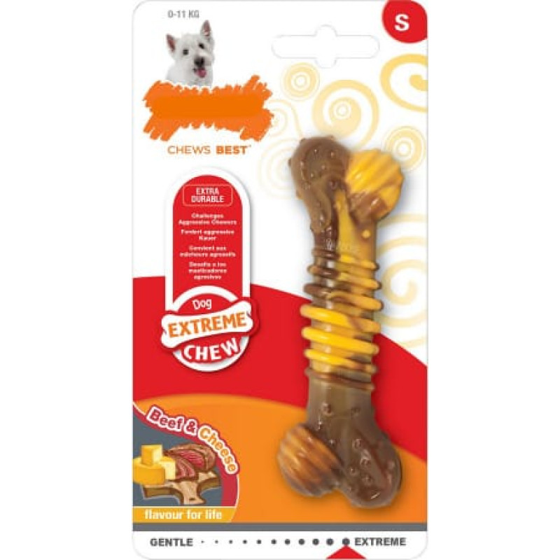 Nylabone Прорезыватель для зубов для собак Nylabone Dura Chew Мясо Сыр Натуральный Размер S Нейлон