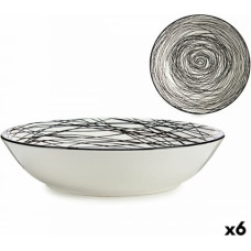 Vessia Dziļais šķīvis Strīpas Porcelāns Melns Balts 6 gb. (20 x 4,7 x 20 cm)