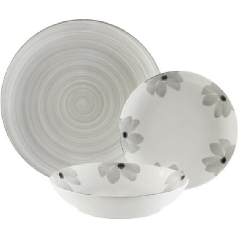 Versa Māla trauki Versa Flores Pelēks 18 Daudzums Porcelāns