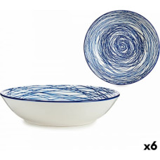 Vessia Dziļais šķīvis Strīpas Porcelāns Zils Balts 6 gb. (20 x 4,7 x 20 cm)
