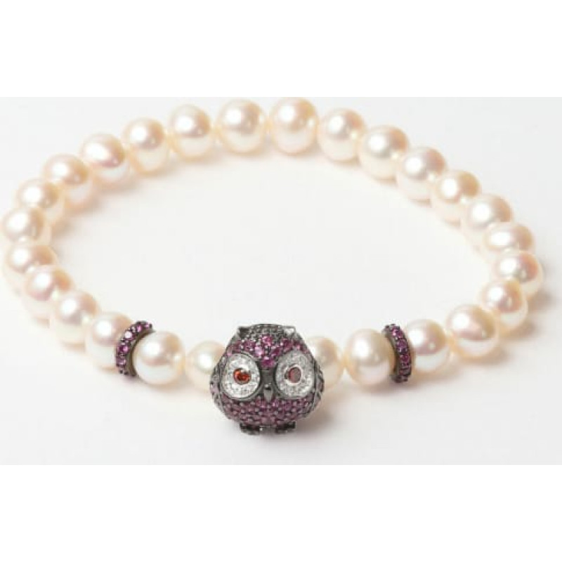 Lancaster Sieviešu Aproce Lancaster JLA-BR-OWL-5-WH Violets Balts Sterling silver 16 mm