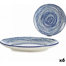 Vessia Плоская тарелка Strīpas Porcelāns Zils Balts 6 gb. (24 x 2,8 x 24 cm)