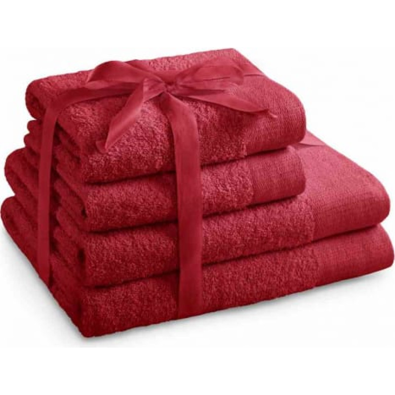 Ameliahome TOWEL/AH/AMARI/D.RED/SET2*70x140+2*50x100