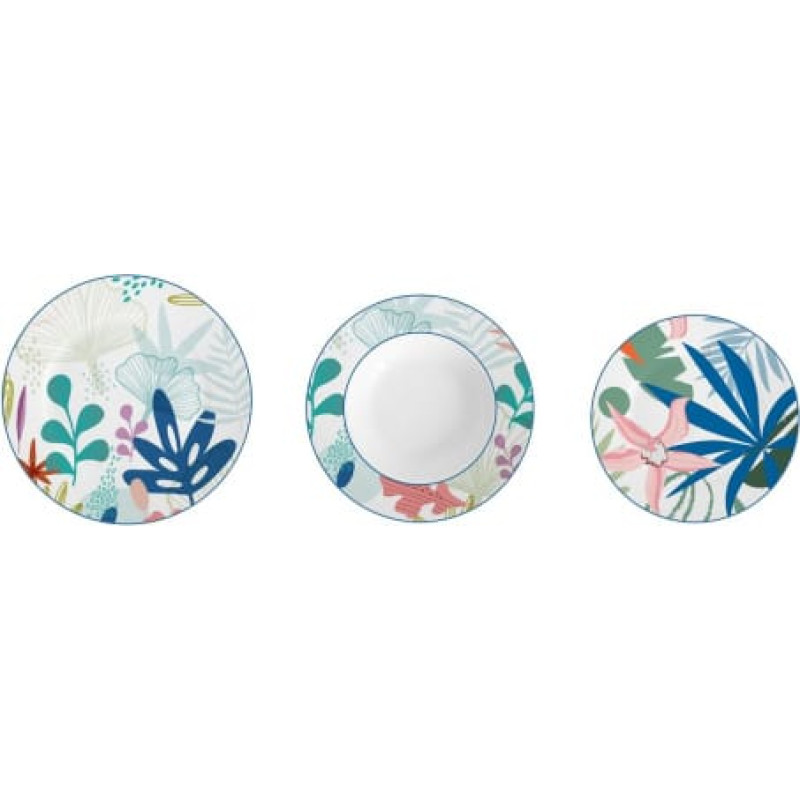 Dkd Home Decor Pusdienas Aprīkojuma Komplekts DKD Home Decor Porcelāns Zils Zaļš 18 Daudzums