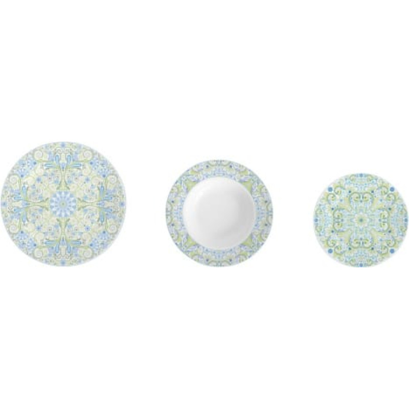 Dkd Home Decor Pusdienas Aprīkojuma Komplekts DKD Home Decor Porcelāns Zils Zaļš 18 Daudzums