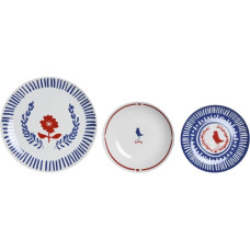 Dkd Home Decor Pusdienas Aprīkojuma Komplekts DKD Home Decor Porcelāns Sarkans Zils Balts 27 x 27 x 3 cm 18 Daudzums