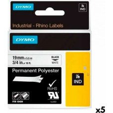 Dymo Laminēta lente iekārtu marķēšanai Rhino Dymo ID1-19 19 x 5,5 mm Melns Poliesters Balts Pašlīpoši materiāli (5 gb.)