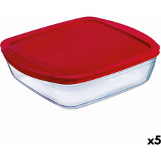 Ô Cuisine Kvadrātveida Pusdienu Kastīte ar Vāku Ô Cuisine Cook & Store 25 x 22 x 5 cm Sarkans 2,2 L Silikona Stikls (5 gb.)