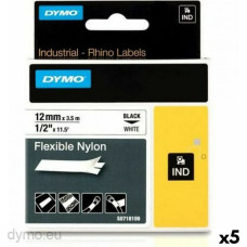 Dymo Ламинированная лента для фломастеров Rhino Dymo ID1-12 12 x 3,5 mm Чёрный Белый Самоклеящиеся (5 штук)