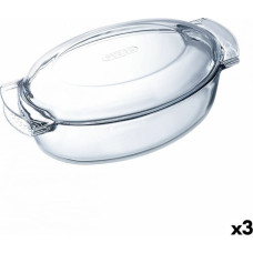 Pyrex Krāsns Trauks Pyrex Classic Ar vāku Ovāls 39 x 23 x 15 cm Caurspīdīgs Stikls (3 gb.)