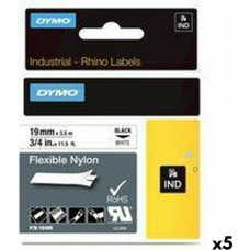 Dymo Laminēta lente iekārtu marķēšanai Rhino Dymo ID1-19 19 x 3,5 mm Melns Balts Pašlīpoši materiāli (5 gb.)