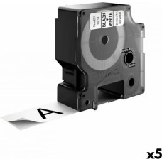 Dymo Laminēta lente iekārtu marķēšanai Dymo D1 53713 24 mm LabelManager™ Melns Balts (5 gb.)