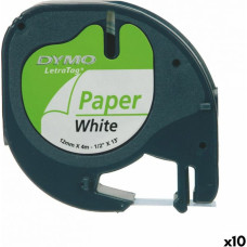 Dymo Laminēta lente iekārtu marķēšanai Dymo 91200 LetraTag® Melns Balts 12 mm (10 gb.)