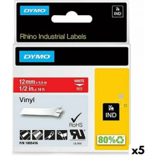 Dymo Laminēta lente iekārtu marķēšanai Rhino Dymo ID1-12 12 x 5,5 mm Sarkans Balts Vinila Pašlīpoši materiāli (5 gb.)