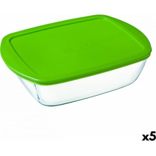 Pyrex Taisnstūra Pusdienu kastīte ar Vāku Pyrex Cook & Store Zaļš 2,5 L 28 x 20 x 8 cm Silikona Stikls (5 gb.)