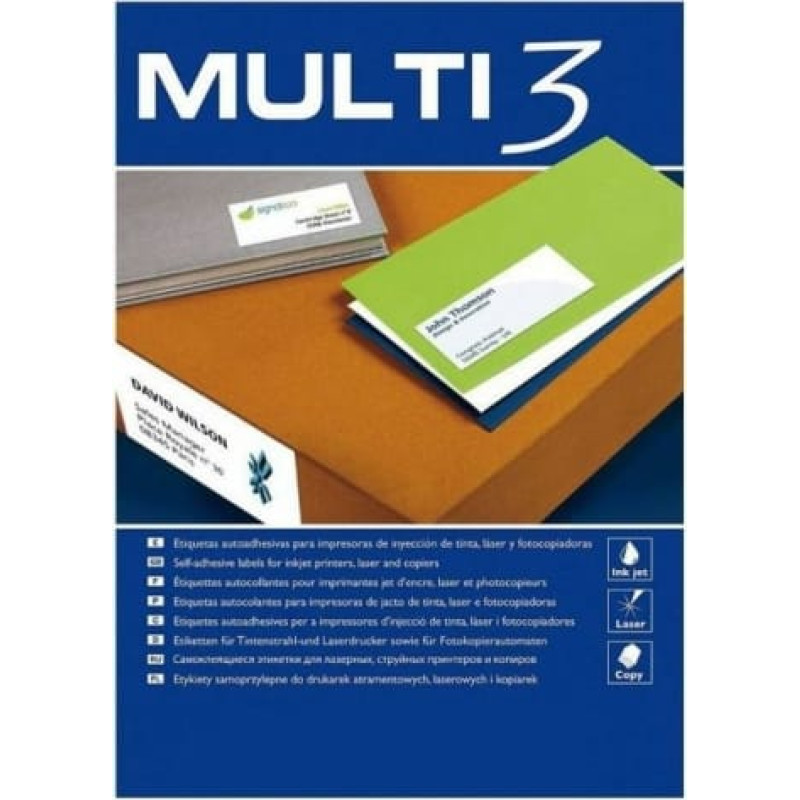 Multi 3 Līmes/Etiķetes MULTI 3 105 x 57 mm A4 100 Loksnes