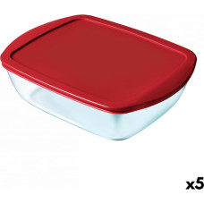 Pyrex Taisnstūra Pusdienu kastīte ar Vāku Pyrex Cook & Store Taisnstūra 2,5 L Sarkans Stikls (5 gb.)