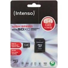 Intenso Mikro SD Atmiņas karte ar Adapteri INTENSO 3413490 64 GB Klase Nr. 10 / Klase 10