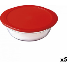 Ô Cuisine Apaļa Pusdienu Kastīte ar Vāku Ô Cuisine Cook & Store 21 x 21 x 7 cm Sarkans 1,1 L Silikona Stikls (5 gb.)