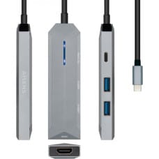 Aisens USB Centrmezgls Aisens USB-C dock 4 en 1, USB-C a 1xHDMI, 2xUSB, 1xPD, Gris, 15 cm