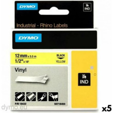 Dymo Laminēta lente iekārtu marķēšanai Rhino Dymo ID1-12 12 x 5,5 mm Melns Dzeltens Vinila Pašlīpoši materiāli (5 gb.)