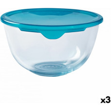 Pyrex Apaļa Pusdienu Kastīte ar Vāku Pyrex Cook & Store 16 x 16 x 10 cm Zils 1 L Silikona Stikls (3 gb.)