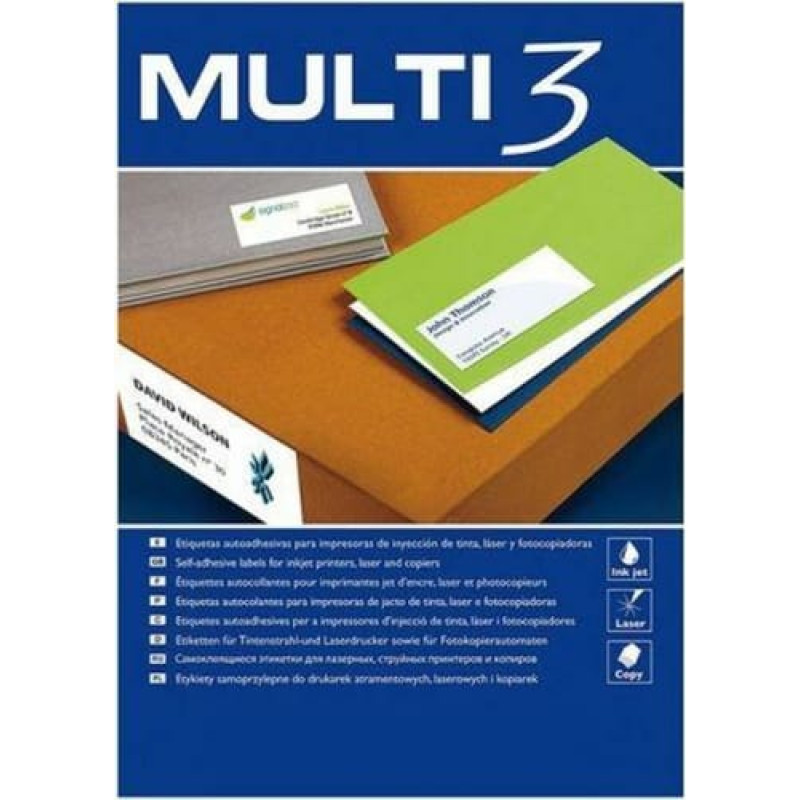 Multi 3 Līmes/Etiķetes MULTI 3 99,1 x 38,1 mm A4 100 Loksnes