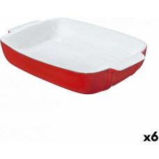 Pyrex Krāsns Trauks Pyrex Signature Taisnstūra Sarkans 29 x 19 x 7 cm Keramika Balts (6 gb.)