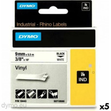 Dymo Laminēta lente iekārtu marķēšanai Rhino Dymo ID1-9 9 x 5,5 mm Melns Balts Vinila (5 gb.)