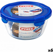 Pyrex Герметичная коробочка для завтрака Pyrex Cook & Go 20 x 20 x 10,3 cm Синий 1,6 L Cтекло (6 штук)