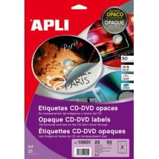 Apli Līmes/Etiķetes Apli 10601 Apaļš CD/DVD Balts 25 Loksnes