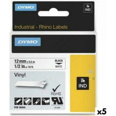 Dymo Laminēta lente iekārtu marķēšanai Rhino Dymo ID1-12 12 x 5,5 mm Melns Balts Vinila Pašlīpoši materiāli (5 gb.)