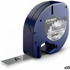Dymo Laminēta lente iekārtu marķēšanai Dymo 91208 LetraTag® Melns Sudrabs 12 mm (10 gb.)