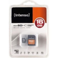 Intenso Mikro SD Atmiņas karte ar Adapteri INTENSO 3413470 16 GB Klase Nr. 10 / Klase 10
