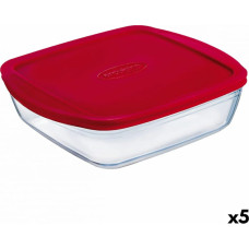 Ô Cuisine Taisnstūra Pusdienu kastīte ar Vāku Ô Cuisine Cook & Store Sarkans 2,5 L 28 x 20 x 8 cm Silikona Stikls (5 gb.)