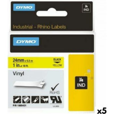 Dymo Laminēta lente iekārtu marķēšanai Rhino Dymo ID1-24 24 x 5,5 mm Melns Dzeltens Vinila Pašlīpoši materiāli (5 gb.)