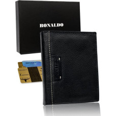 Ronaldo Большой черный мужской кожаный кошелек RFID -