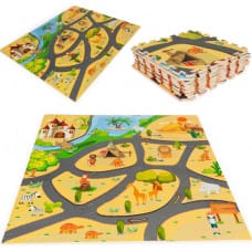 Putuplasta paklājiņš bērnu safari puzle 9 gabali 93x93cm