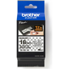 Brother Laminēta lente iekārtu marķēšanai Brother TZE-SE4 Drošības lente Melns/Balts 18mm