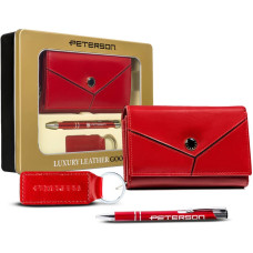 Peterson Подарочный набор: средний женский кожаный кошелек, брелок и ручка -