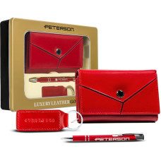 Peterson Подарочный набор: женский кожаный кошелек, брелок и ручка -