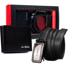 Pierre Cardin Подарочный набор: кожаный кошелек и мужской ремень с автоматической пряжкой -