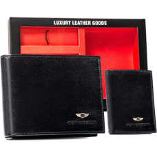 Peterson Подарочный набор: элегантный кожаный кошелек, визитница и брелок -