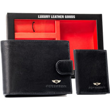 Peterson Подарочный набор: элегантный кожаный кошелек, визитница и брелок -