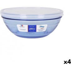 Duralex Круглая коробочка для завтраков с крышкой Duralex   Стеклянный Синий Ø 20,5 cm (4 штук)